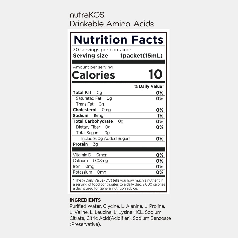 Manufacturer Nutrakos nutrition reference image