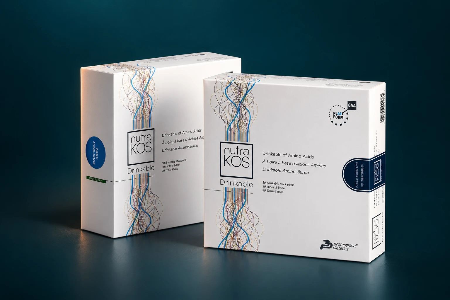 Nutrakos Drinkable box and sachets with original printed packaging